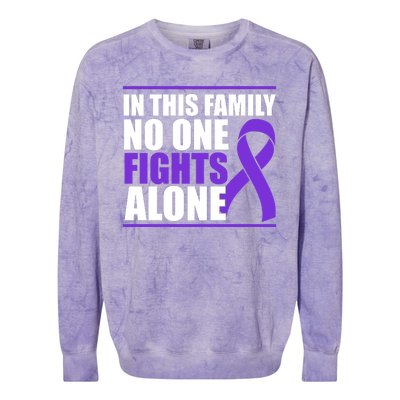 In This Family No One Fights Alone Pancreatic Cancer Colorblast Crewneck Sweatshirt