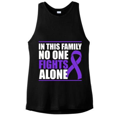 In This Family No One Fights Alone Pancreatic Cancer Ladies PosiCharge Tri-Blend Wicking Tank