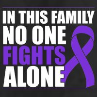 In This Family No One Fights Alone Pancreatic Cancer 7 Panel Mesh Trucker Snapback Hat