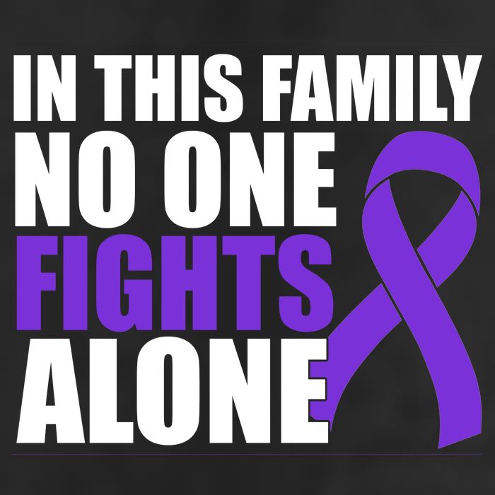 In This Family No One Fights Alone Pancreatic Cancer 7 Panel Mesh Trucker Snapback Hat