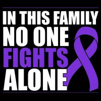 In This Family No One Fights Alone Pancreatic Cancer Drawstring Bag
