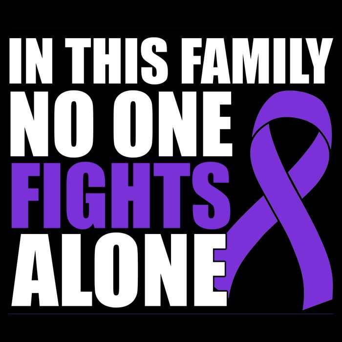 In This Family No One Fights Alone Pancreatic Cancer Drawstring Bag