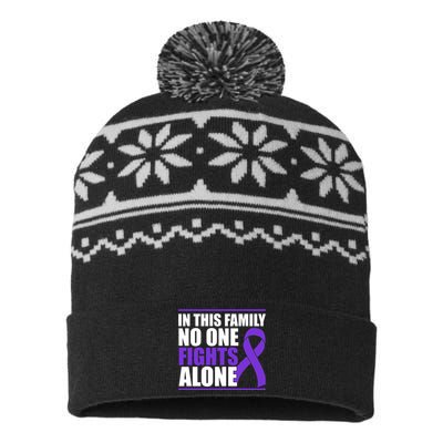 In This Family No One Fights Alone Pancreatic Cancer USA-Made Snowflake Beanie