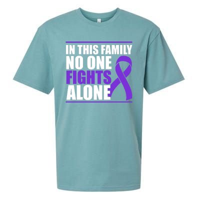 In This Family No One Fights Alone Pancreatic Cancer Sueded Cloud Jersey T-Shirt