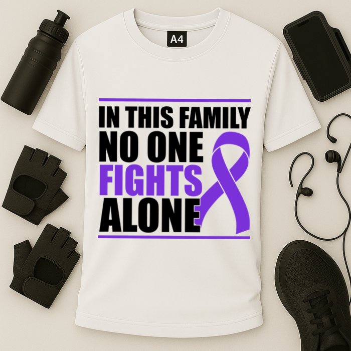 In This Family No One Fights Alone Pancreatic Cancer Cooling Performance Crew T-Shirt