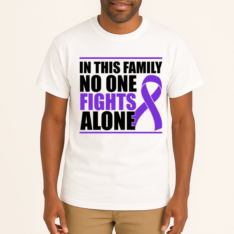 In This Family No One Fights Alone Pancreatic Cancer Tall T-Shirt