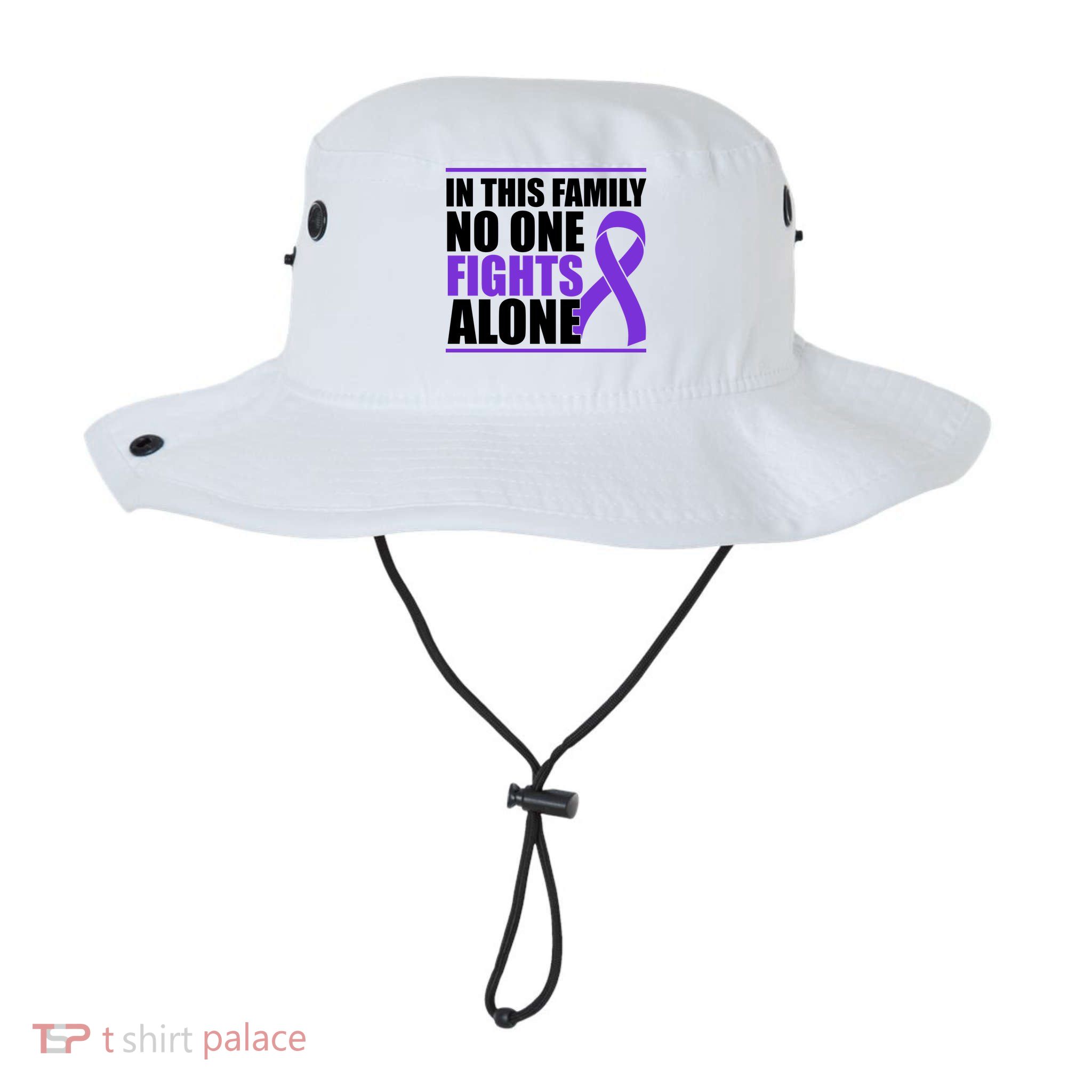 In This Family No One Fights Alone Pancreatic Cancer Bucket Hat