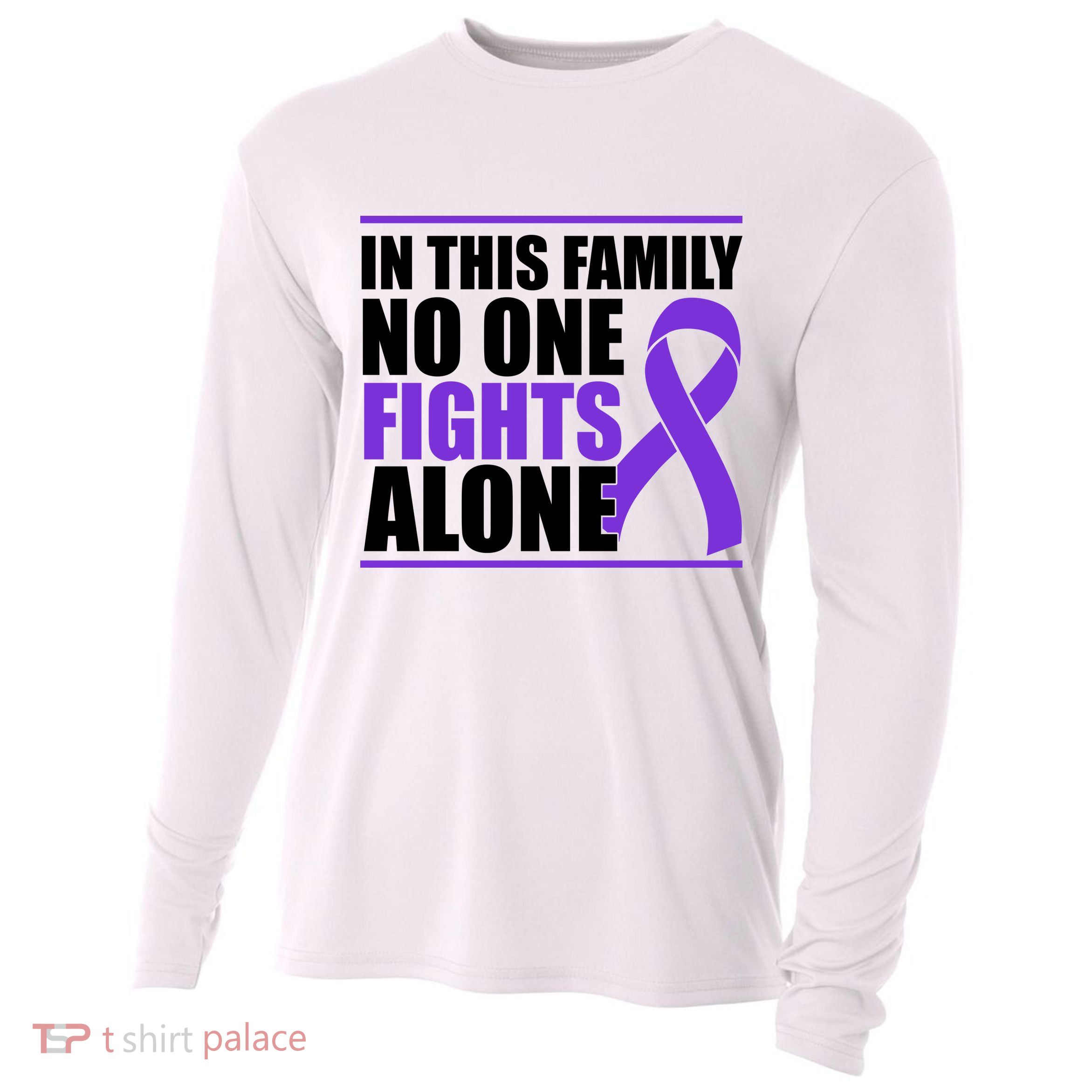 In This Family No One Fights Alone Pancreatic Cancer Cooling Performance Long Sleeve Crew