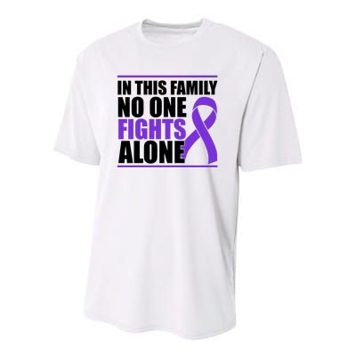 In This Family No One Fights Alone Pancreatic Cancer Youth Performance Sprint T-Shirt