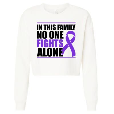 In This Family No One Fights Alone Pancreatic Cancer Cropped Pullover Crew