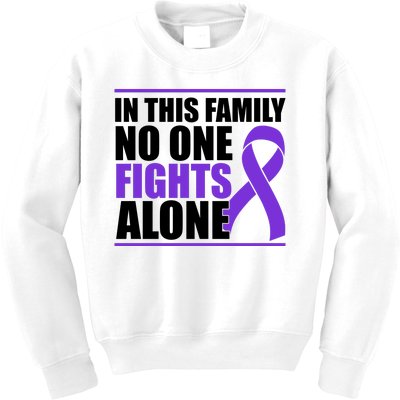 In This Family No One Fights Alone Pancreatic Cancer Kids Sweatshirt