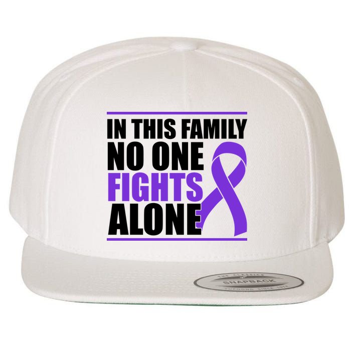 In This Family No One Fights Alone Pancreatic Cancer Wool Snapback Cap