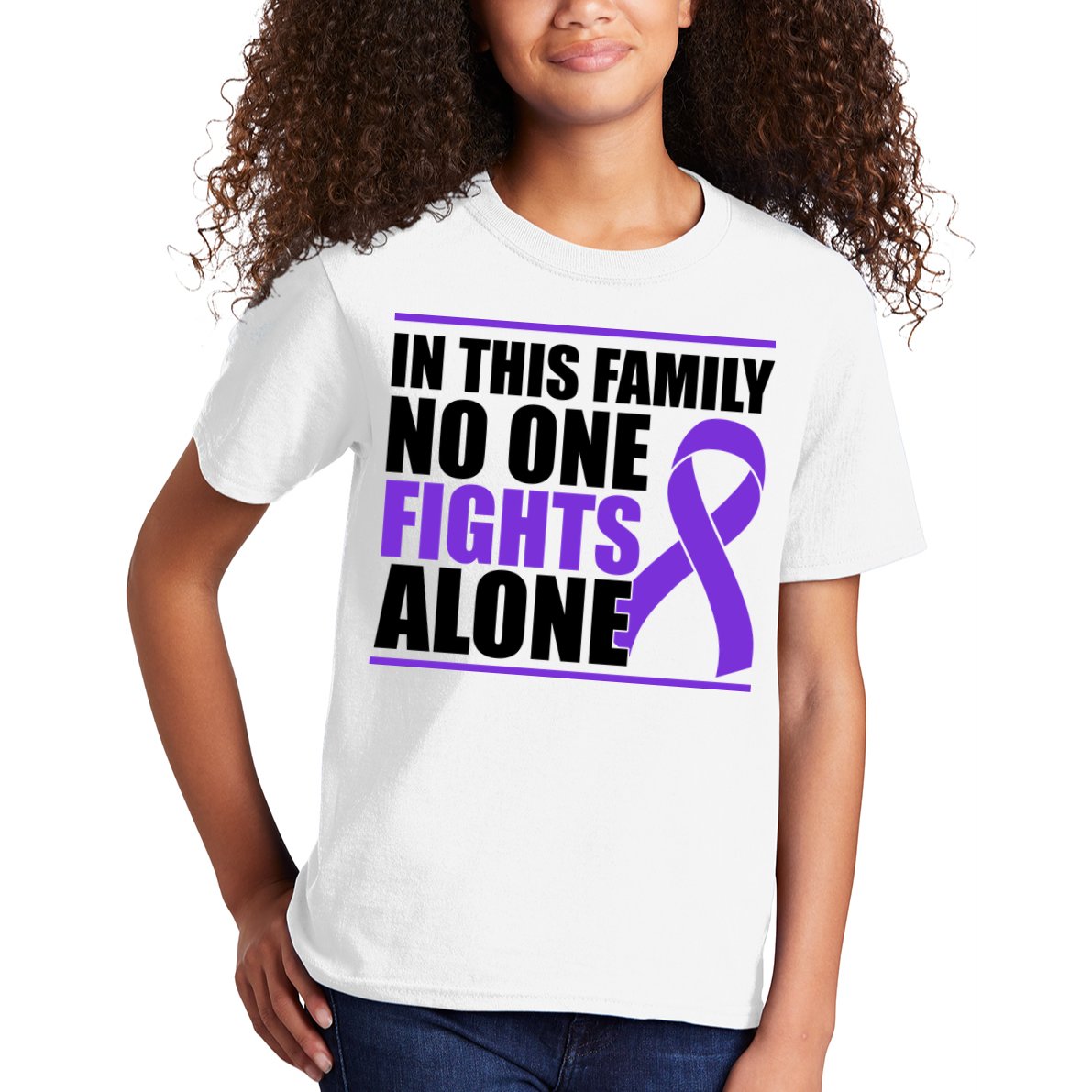 In This Family No One Fights Alone Pancreatic Cancer Kids T-Shirt