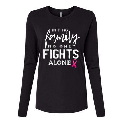 In this family no one fights alone breast cancer gift Womens Cotton Relaxed Long Sleeve T-Shirt