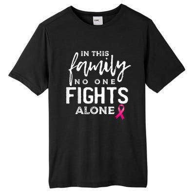 In this family no one fights alone breast cancer gift Tall Fusion ChromaSoft Performance T-Shirt