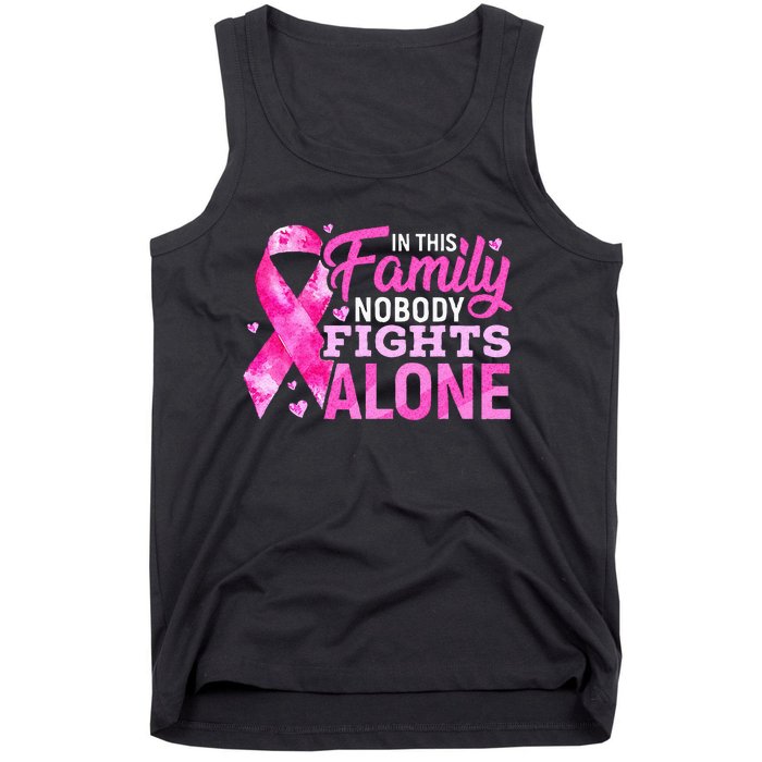 In This Family Nobody Fights Alone Breast Cancer Awareness Tank Top