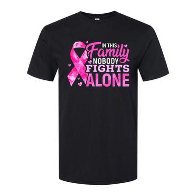 In This Family Nobody Fights Alone Breast Cancer Awareness Softstyle CVC T-Shirt