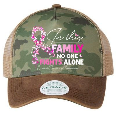 In This Family No One Fight Alone Breast Cancer Awareness Legacy Tie Dye Trucker Hat