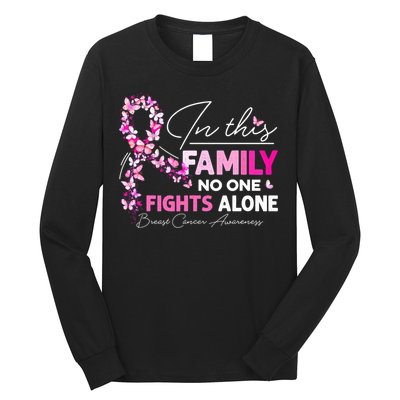 In This Family No One Fight Alone Breast Cancer Awareness Long Sleeve Shirt