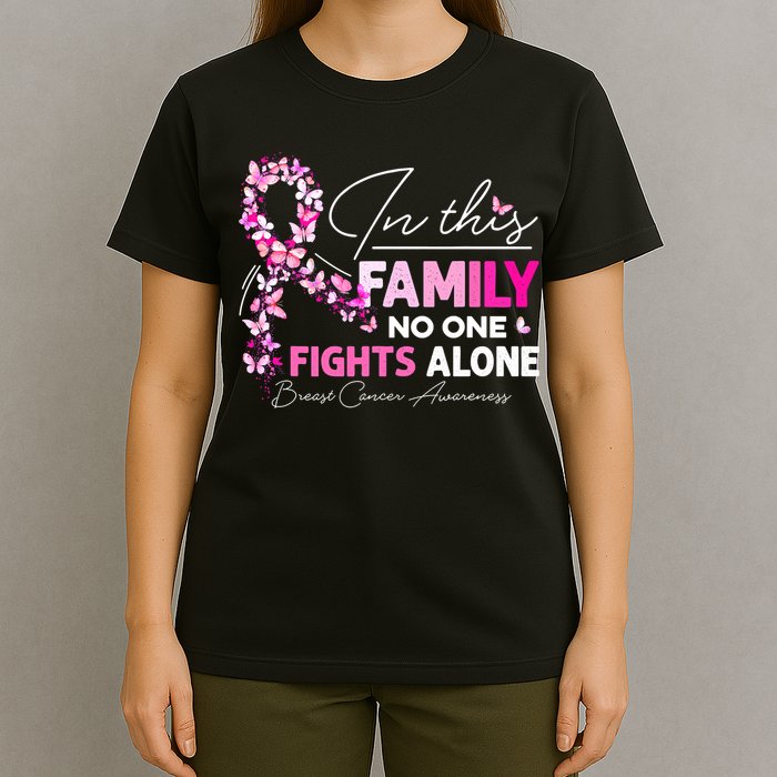 In This Family No One Fight Alone Breast Cancer Awareness T-Shirt