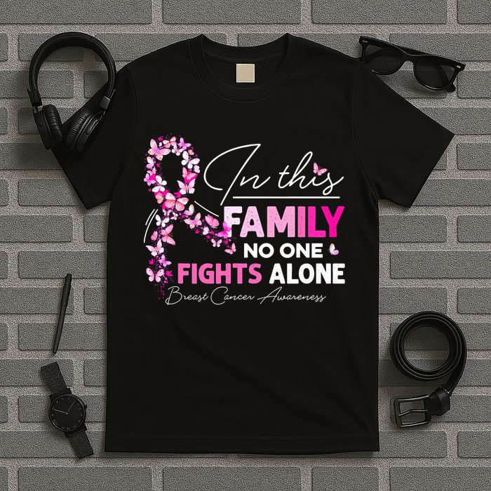 In This Family No One Fight Alone Breast Cancer Awareness T-Shirt