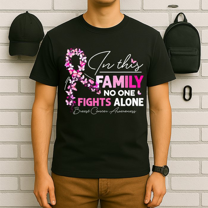 In This Family No One Fight Alone Breast Cancer Awareness T-Shirt