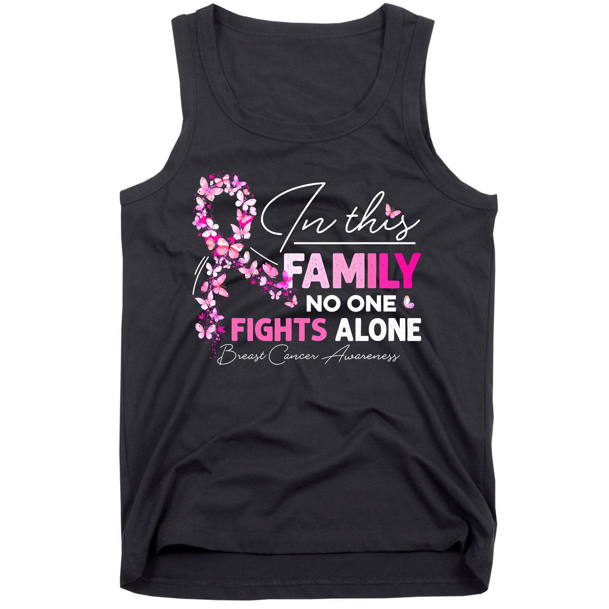 In This Family No One Fight Alone Breast Cancer Awareness Tank Top