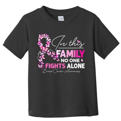 In This Family No One Fight Alone Breast Cancer Awareness Toddler T-Shirt