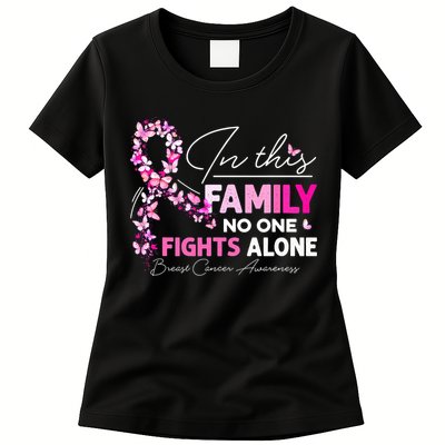 In This Family No One Fight Alone Breast Cancer Awareness Womens T-Shirt
