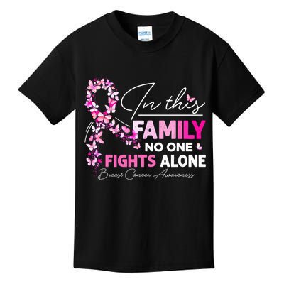 In This Family No One Fight Alone Breast Cancer Awareness Kids T-Shirt