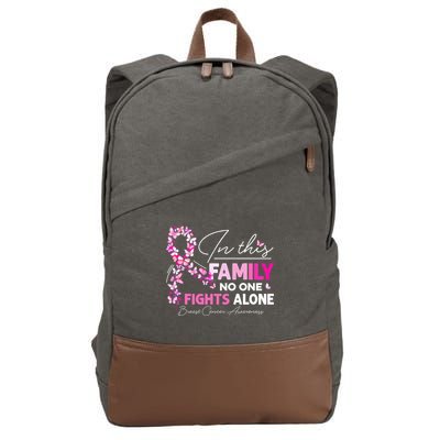 In This Family No One Fight Alone Breast Cancer Awareness Cotton Canvas Backpack