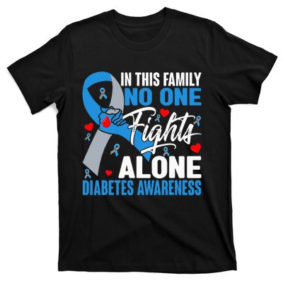 In This Family No One Fight Alone Diabetes Awareness Hands T-Shirt