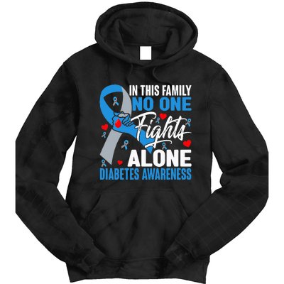 In This Family No One Fight Alone Diabetes Awareness Hands Tie Dye Hoodie