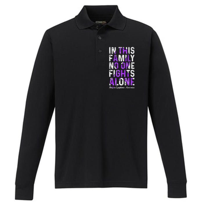 In This Family No One Fight Alone Hodgkin Lymphoma Awareness Performance Long Sleeve Polo