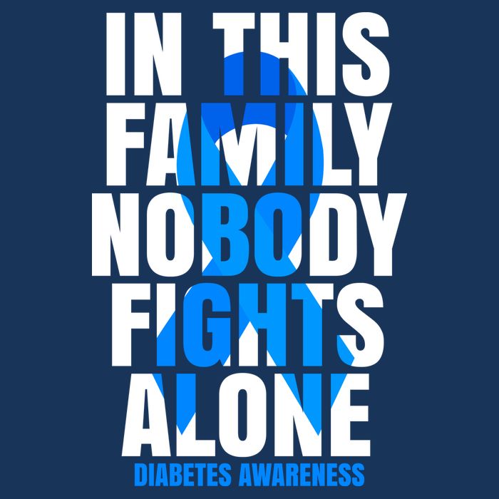 In This Family Nobody Fights Alone Diabetes Awareness 7 Panel Mesh Trucker Snapback Hat