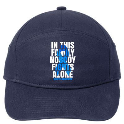 In This Family Nobody Fights Alone Diabetes Awareness 7-Panel Snapback Hat
