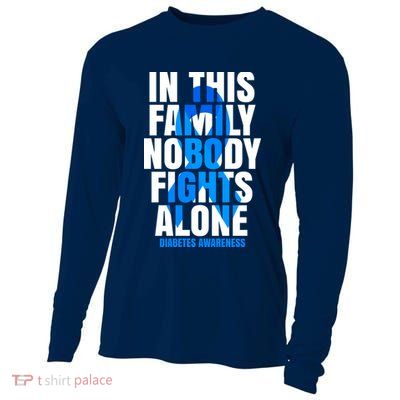 In This Family Nobody Fights Alone Diabetes Awareness Cooling Performance Long Sleeve Crew