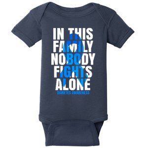 In This Family Nobody Fights Alone Diabetes Awareness Baby Bodysuit