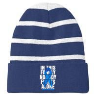 In This Family Nobody Fights Alone Diabetes Awareness Striped Beanie with Solid Band