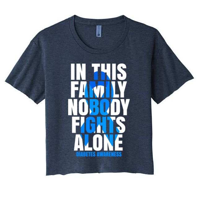 In This Family Nobody Fights Alone Diabetes Awareness Women's Crop Top Tee