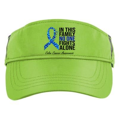 In This Family No One Fights Alone Colon Cancer Ribbon Adult Drive Performance Visor