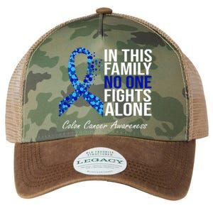 In This Family No One Fights Alone Colon Cancer Ribbon Legacy Tie Dye Trucker Hat