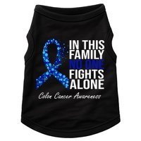 In This Family No One Fights Alone Colon Cancer Ribbon Doggie Tank