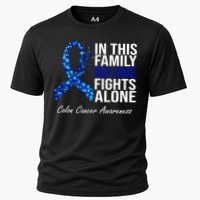 In This Family No One Fights Alone Colon Cancer Ribbon Cooling Performance Crew T-Shirt