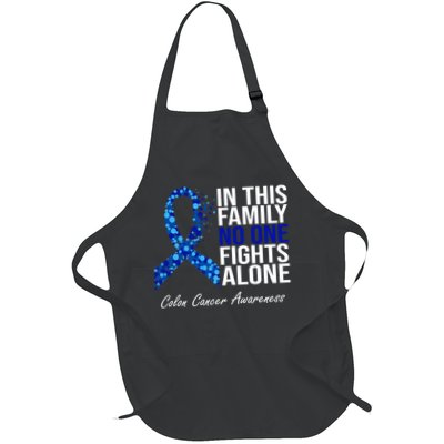 In This Family No One Fights Alone Colon Cancer Ribbon Apron