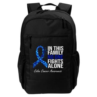 In This Family No One Fights Alone Colon Cancer Ribbon Backpack