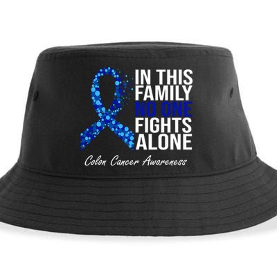 In This Family No One Fights Alone Colon Cancer Ribbon Sustainable Bucket Hat