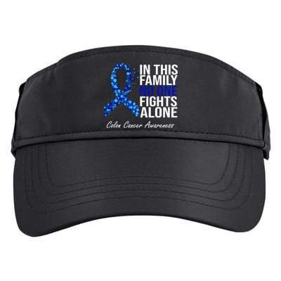 In This Family No One Fights Alone Colon Cancer Ribbon Adult Drive Performance Visor