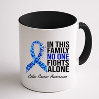 In This Family No One Fights Alone Colon Cancer Ribbon Mug