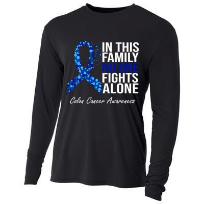 In This Family No One Fights Alone Colon Cancer Ribbon Cooling Performance Long Sleeve Crew